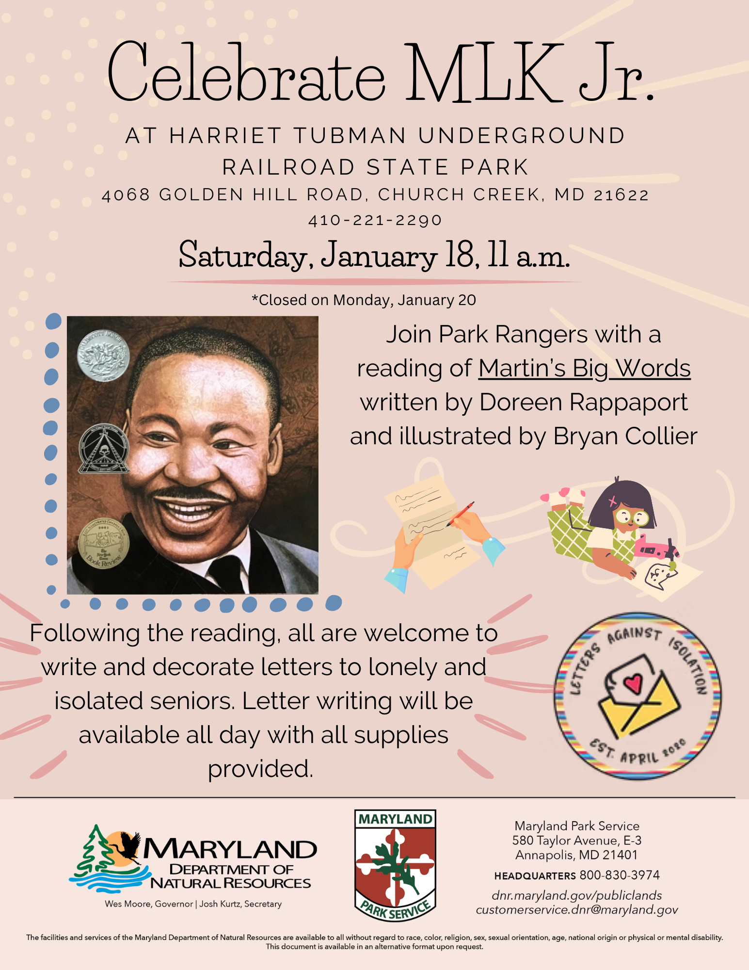 Celebrate MLK event at Harriet Tubman Underground Railroad State Park