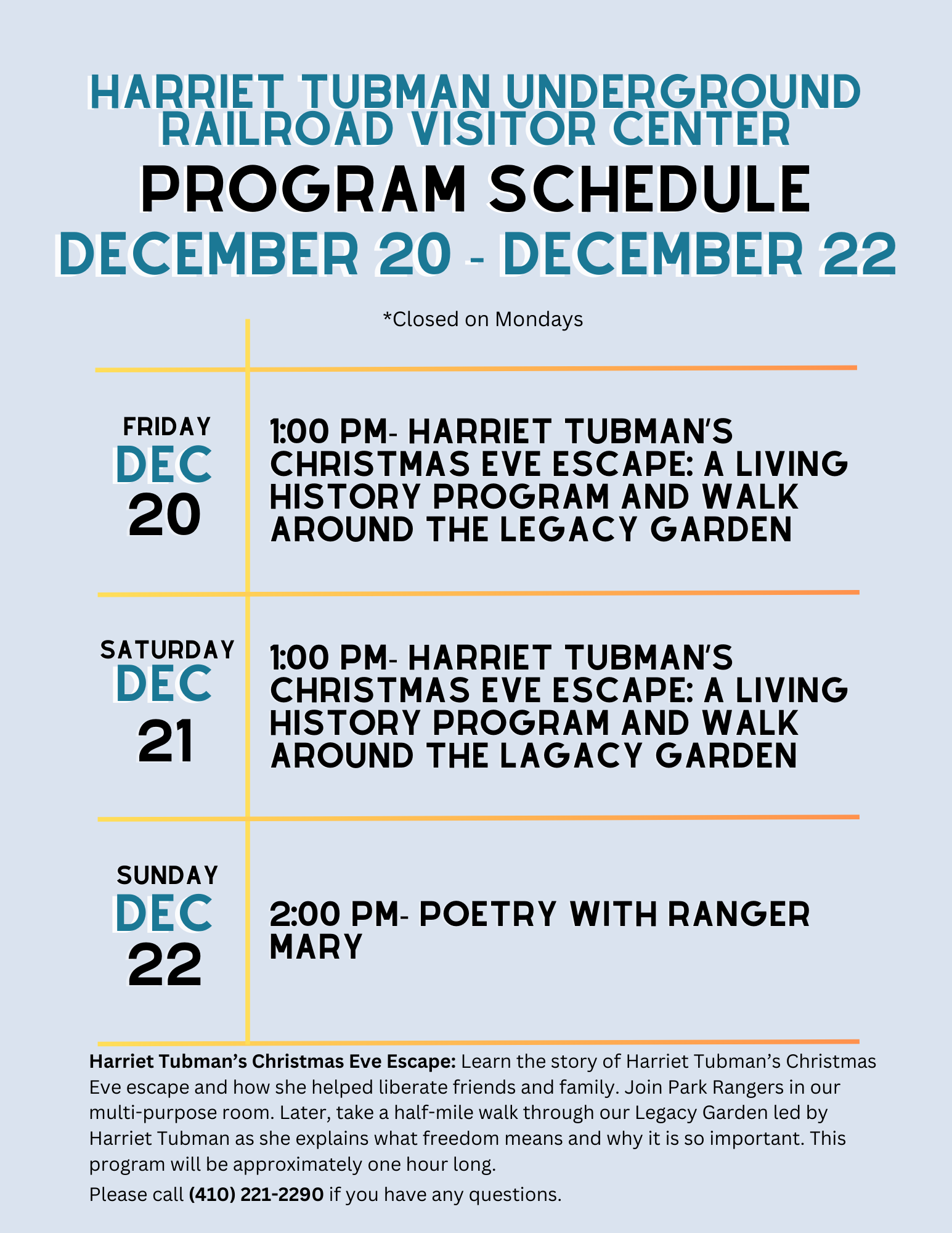 HTURR Program Schedule December 20 to December 22