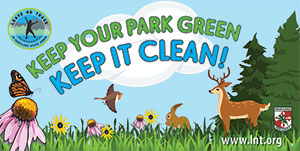 Keep Your Park Green, keep it clean - Image with animals in a park