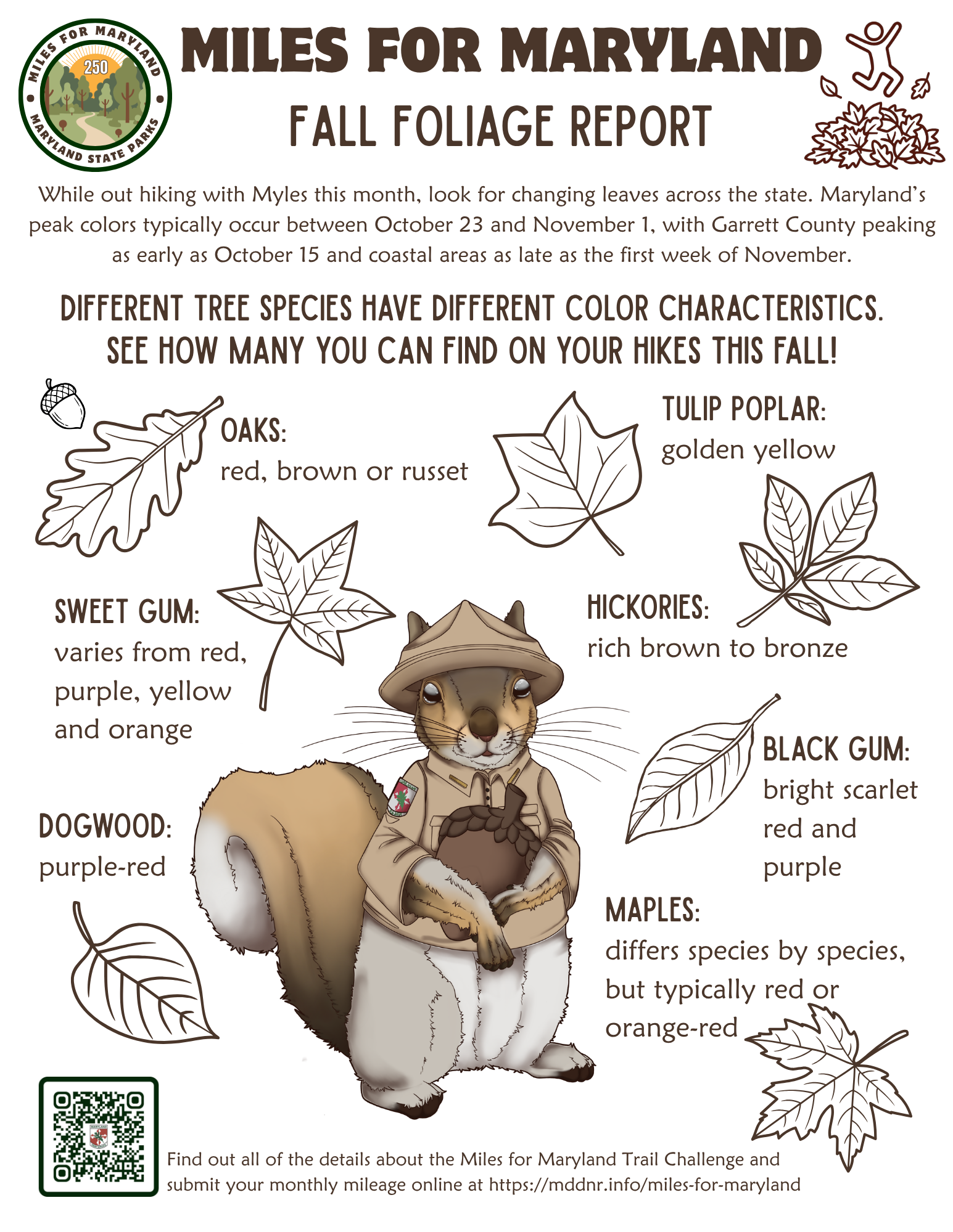 Look for changing leaves across the state on your hikes this month. Links to PDF version
