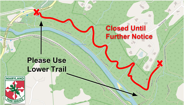 Map of closure area, if you have questions call 410-461-5005​