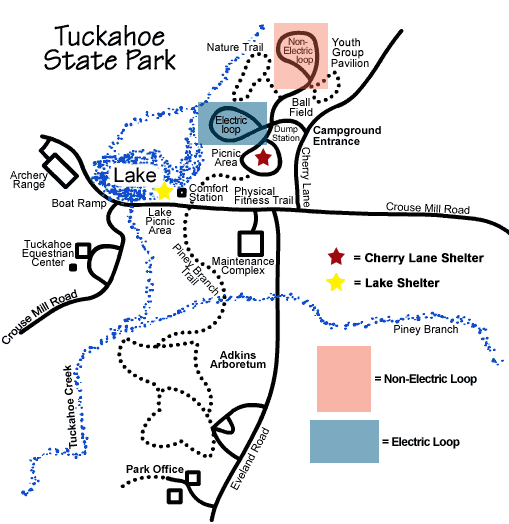 Map of Tuckahoe State Park