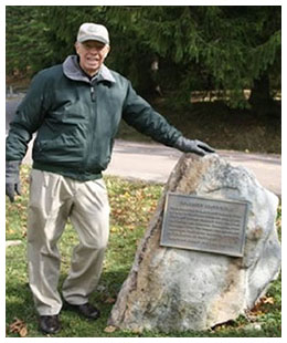 Photograph of Offutt Johnson, retired DNR State Park ranger. taken at the Forest Beginnings Monument in 2012.