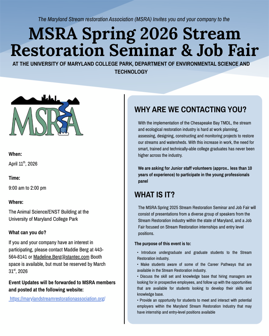 links to MSRA Spring Stream Restoration registration form