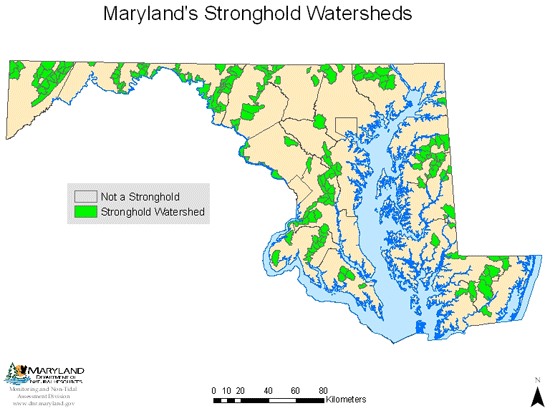 Map of Maryland's Stronghold Watersheds