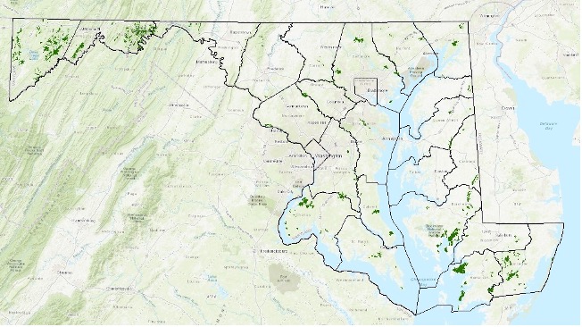 Irreplaceable natural areas in Maryland.