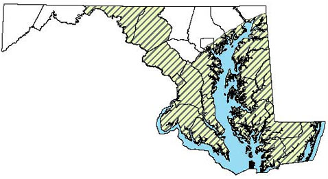Broad-headed Skink Distribution Map in Maryland