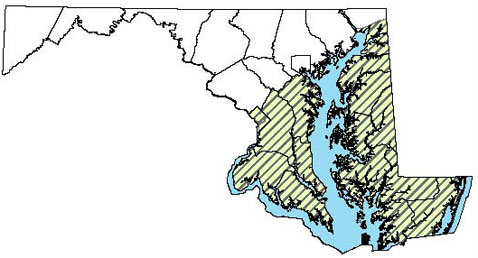 Maryland Distribution map for Little Brown Skink