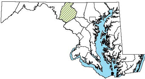 Maryland Distribution Map for Northern Leopard Frog