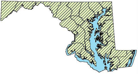 Maryland Distribution Map for Pickerel Frog