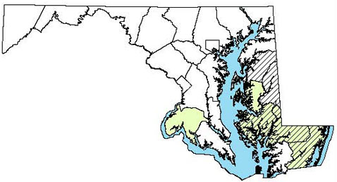 Maryland Distribution Map for Barking Treefrog