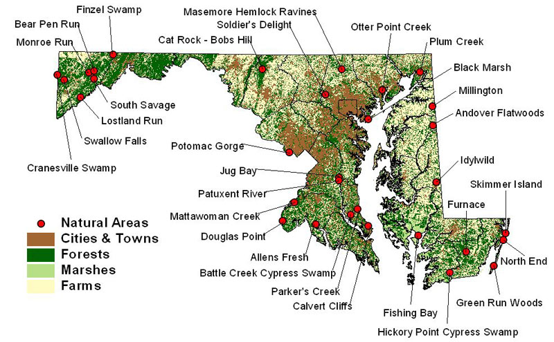 Maryland Natural Areas Clickable Map