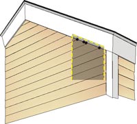 Illustration showing how to attach one-way bat door to flat facia