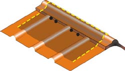 Illustration showing how to attach one-way bat door to metal roof