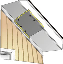 Illustration showing how to attach one-way bat door to soffit