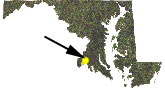 MD map showing location of Cedar Point WMA in Charles County, 9 miles southwest of La Plata