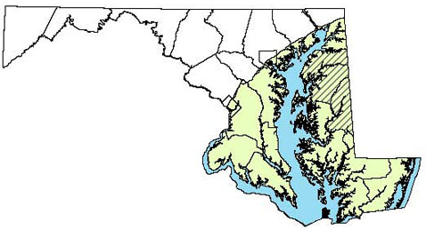Maryland Distribution Map of Eastern Tiger Salamander