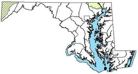 Maryland Distribution Map for Eastern Hellbender