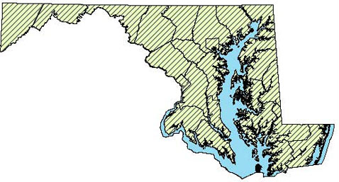 Maryland Distribution Map of Northern Two-lined Salamander