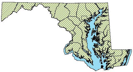 Maryland Distribuition Map for Red-spotted Newt