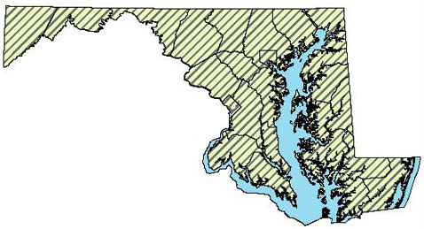 Common Gartersnake - Distribution in Maryland