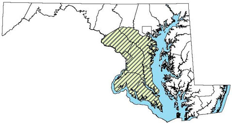 Northern Mole Kingsnake - Distribution in Maryland