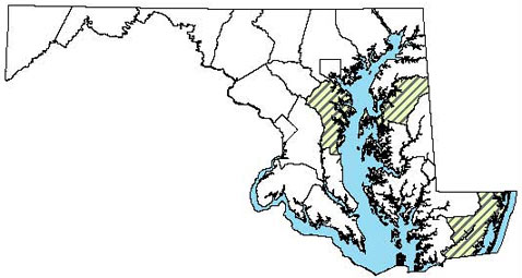 Eastern Pinesnake - Distribution in Maryland