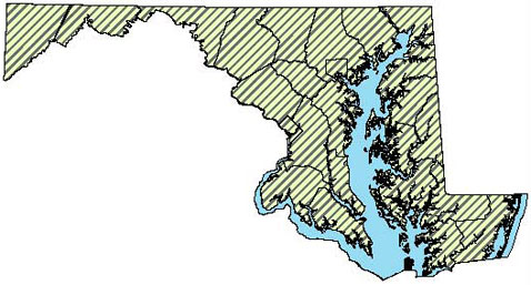 Maryland Distribution Map for Eastern Box Turtle