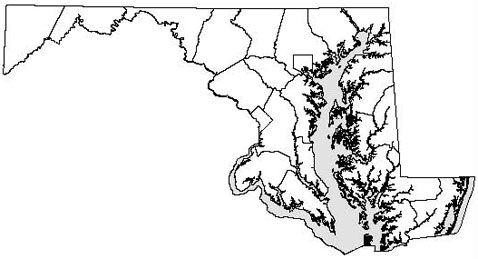 Maryland Distribution Map for Eastern River Cooter