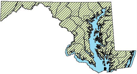 Maryland Distribution Map for Eastern Snapping Turtle