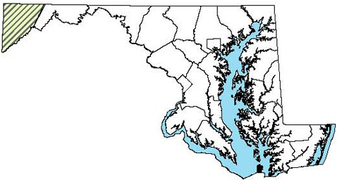 Maryland Distribution Map for Eastern Spiny Softshell 