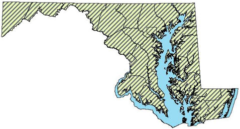 Maryland Distribution Map for Spotted Turtle